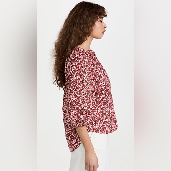 APIECE Apart Mitte Top Floral Blouse Red flowers Patterned Poplin Cotton Organic - Picture 2 of 12